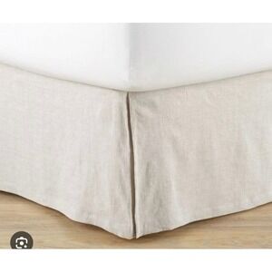 Pottery Barn Essential Linen Cotton Bedskirt Ivory Queen 18" drop